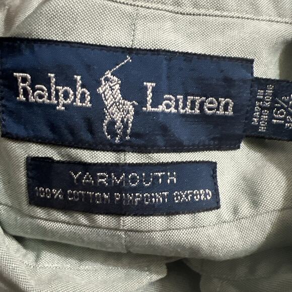 Ralph Lauren Mens Green Button Shirt Color Pony Preppy Yarmouth Size 16.5 - Picture 10 of 11